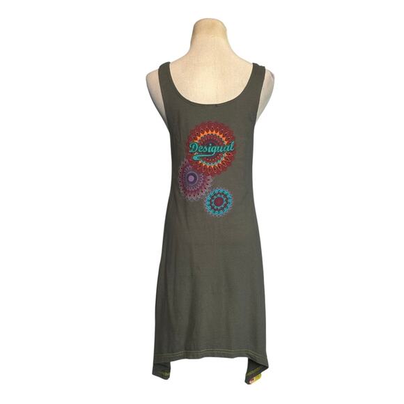 Desigual Green and Pink Asymmetrical Tunic Dress size Medium - Picture 2 of 16